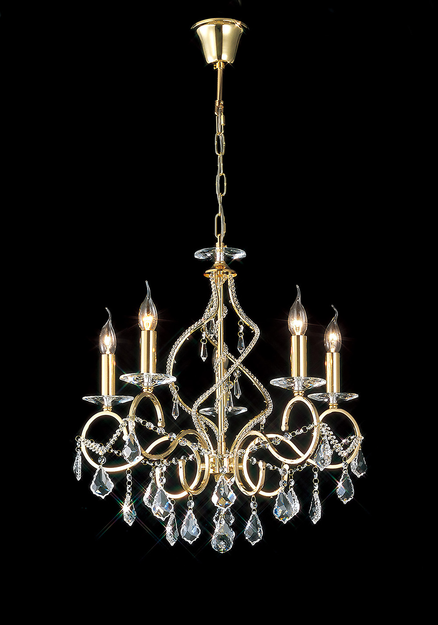 IL30325  Torino Crystal Pendant 5 Light French Gold